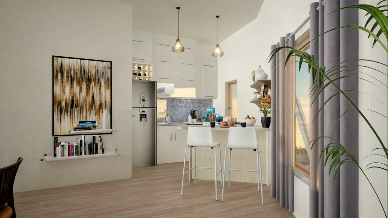 Este es un interior de la Flexing House
