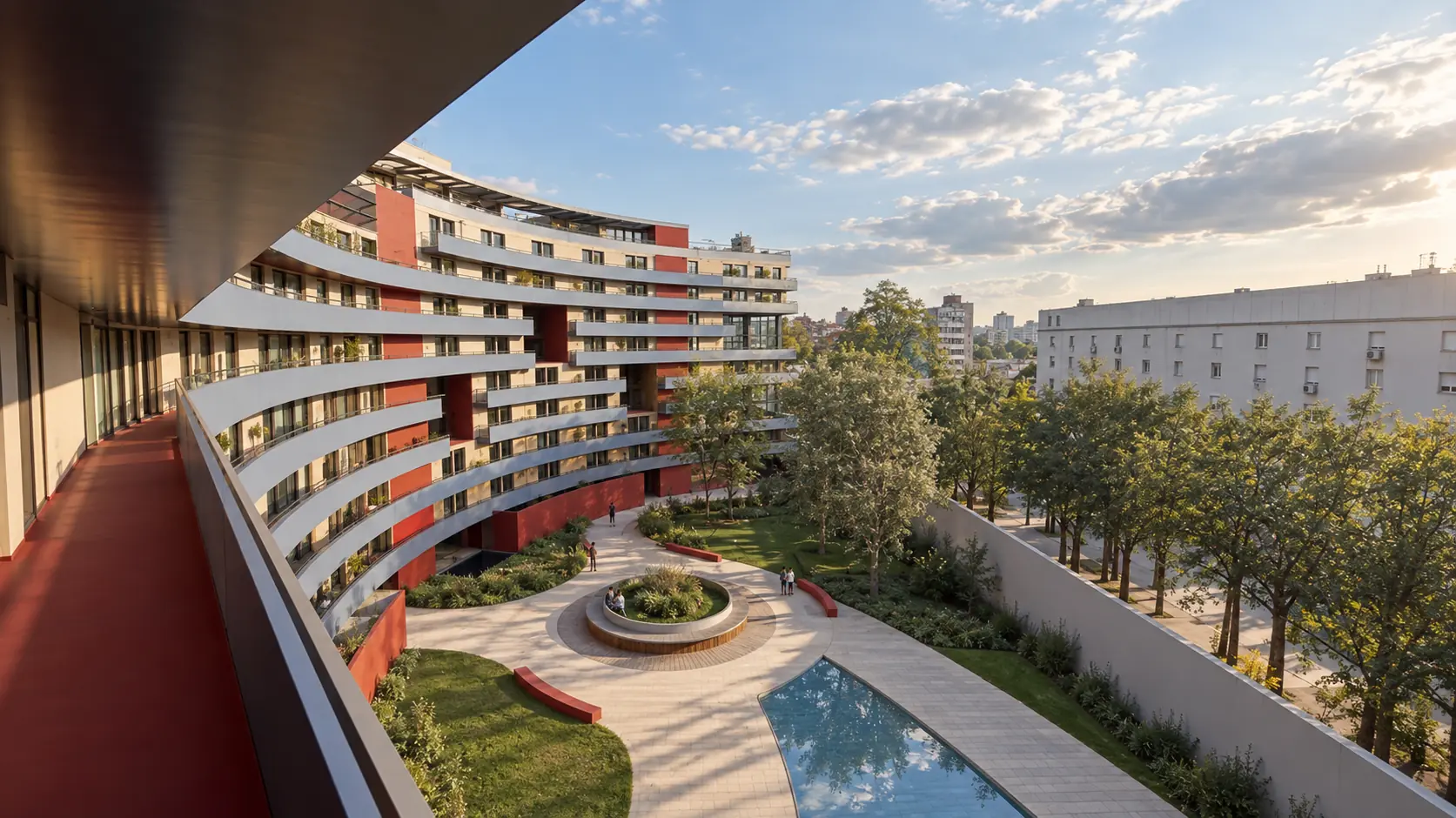 Conjunto de viviendas en Paternal · patio central desde el balcón
