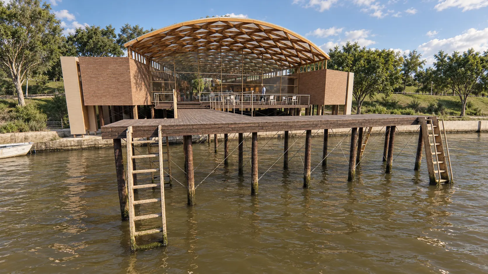 Embarcadero en Rosario · frente sobre el río